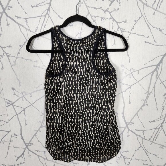 h.i.p. Black Safety Pin Printed Round Neck Flowy Tank Artsy - Picture 3 of 5